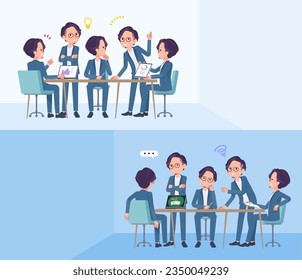 A set of business man having an intracerebral meeting.It's vector art so easy to edit.