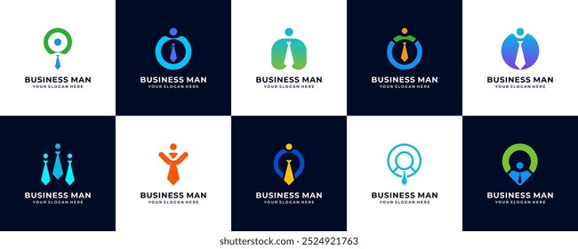 set of business man logo design, vector collection template