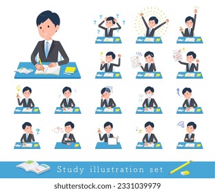 A set of business man on study.It's vector art so easy to edit.