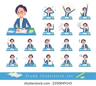 A set of business man on study.It's vector art so easy to edit.