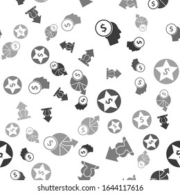Legen Sie Business-Menschen planen Geist, Wachstumskarte und Fortschritt in Menschen Menge, Star und Dollar und Geld und Diagramm Diagramm auf nahtlose Muster. Vektorillustration