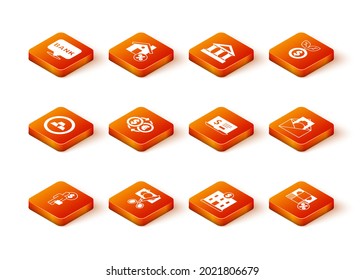 Set Business man planning mind, Scissors cutting money, Gold bars, Money exchange, Bank building, Laptop with dollar, percent and Envelope symbol icon. Vector
