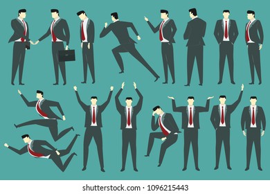 set of business man in several character