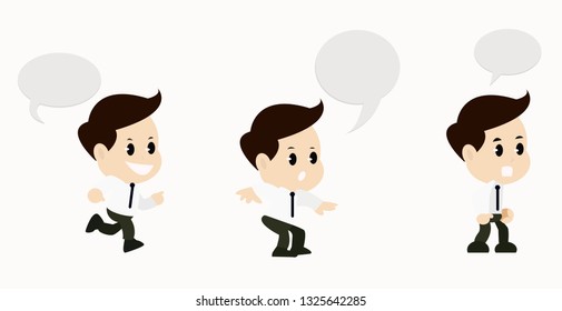 set of business man with speech bubble.