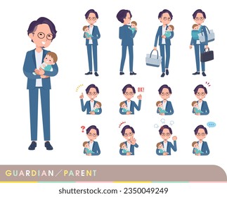 A set of business man who are guardian of baby.It's vector art so easy to edit.