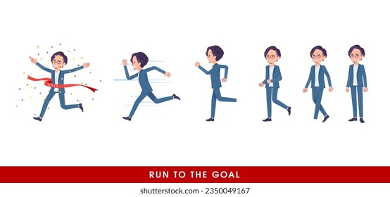 A set of business man who start running gradually.It's vector art so easy to edit.