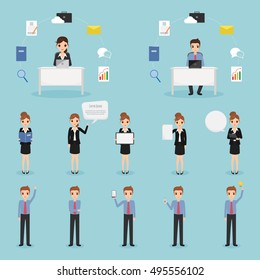 Set of business man and business woman character.