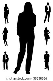 Set of business man and woman shapes