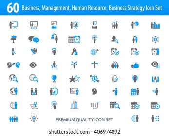 Set of business, management, human resources, business strategy icons