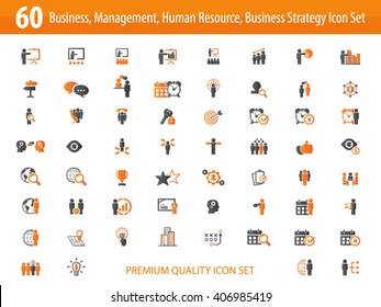 Set of business, management, human resources, business strategy icons