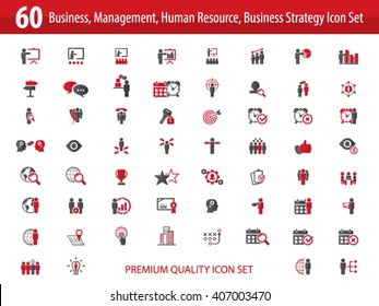 Set of business, management, human resources, business strategy icons