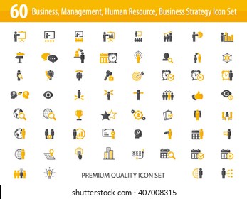 Set of business, management, human resources, business strategy icons