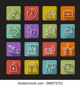 set of business management icons in flat design