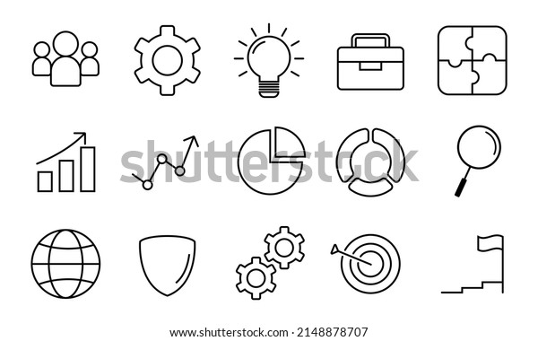 Set Business Management Process Outline Icon Stock Vector (Royalty Free ...