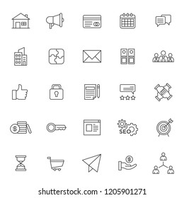 set of business management thin line icon with modern style and simple outline, editable stroke vector eps 10