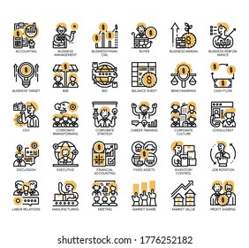 Set of business management thin line and pixel perfect icons for any web and app project. 