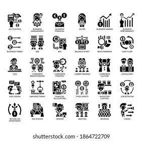 Set von Business Management dünnen Linie und Pixel perfekte Symbole für jedes Web-und App-Projekt. 