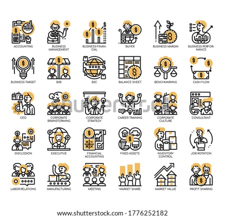 Set of business management thin line and pixel perfect icons for any web and app project. 