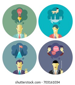 Set Business and Management vector themes