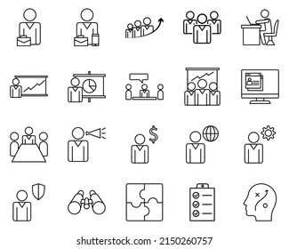 Set of business managmant icon set Human mind, head, planing icon Business managmant vector icon on white background.