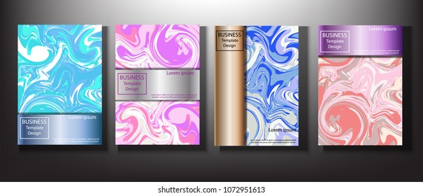 Set Business marble Design Template.Agate stone,Natural,liquid textures,ink style.for Cover brochure layout or flyer template, poster, magazine, annual report,presentation,Front page book cover