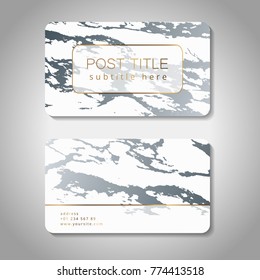 Set of business with marble texture and gradient faux golden foil details. Trendy multi-colored transitions. Elegant branding and identity graphic design for decorators, artists, stylists 