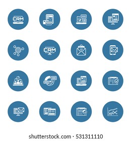 Set of Business and Marketing Icons as CRM, Store Analytics, Landing Page, Business Goals. Confirmation Letter, Marketing, Business Team, Analytics, Setup Campain, AB Testing, Report Statistics