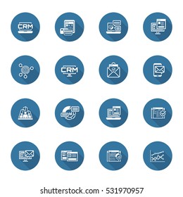 Set of Business and Marketing Icons as CRM, Store Analytics, Landing Page, Business Goals. Confirmation Letter, Marketing, Business Team, Analytics, Setup Campain, AB Testing, Report Statistics