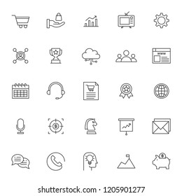 set of business marketing thin line icon with modern style and simple outline, editable stroke vector eps 10