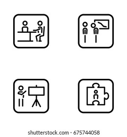 Set of business meeting vector thin line icons.