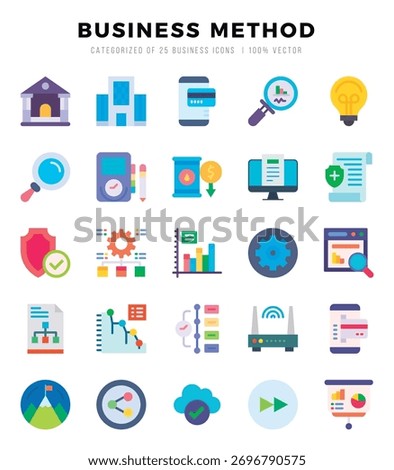 Set of Business Method icons in Flat style. High quality Flat Icons symbol collection.
