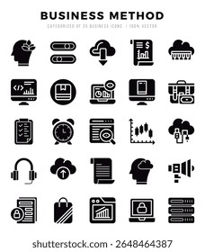 Conjunto de iconos de método de negocio Iconos de glifo colección.