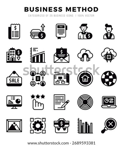 Set of Business Method icons in Lineal Filled style. Lineal Filled Icons symbol collection.