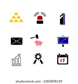 Set of business and money icons vector.