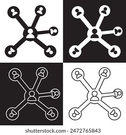 Set of business network icon. Work networking symbol, social networks, people and diagram. Communication friends partners signs, business network, consisting of multiple users. vector illustration. 