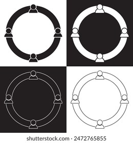 Set von Business Network-Symbol. Arbeits-Netzwerk-Symbol, soziale Netzwerke, Menschen und Diagramm. Communication Friends Partners unterschreibt, Business-Netzwerk, bestehend aus mehreren Nutzern. Vektorillustration. 