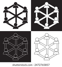 Set von Business Network-Symbol. Arbeits-Netzwerk-Symbol, soziale Netzwerke, Menschen und Diagramm. Communication Friends Partners unterschreibt, Business-Netzwerk, bestehend aus mehreren Nutzern. Vektorillustration. 