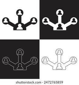 Set of business network icon. Work networking symbol, social networks, people and diagram. Communication friends partners signs, business network, consisting of multiple users. vector illustration. 