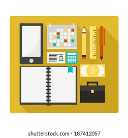 Set of business objects made in vector 