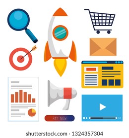 set business office with website data information