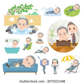 A set of business old man about relaxing.It's vector art so easy to edit.