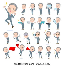 A set of business old man with digital equipment such as smartphones.It's vector art so easy to edit.