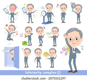 A set of business old man on inferiority complex.It's vector art so easy to edit.