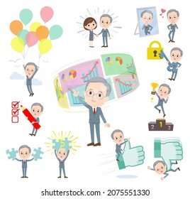 A set of business old man on success and positive.It's vector art so easy to edit.