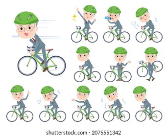 A set of business old man on a road bike.It's vector art so easy to edit.
