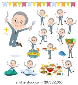 A set of business old man on food events.It's vector art so easy to edit.