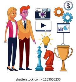 Set of business people