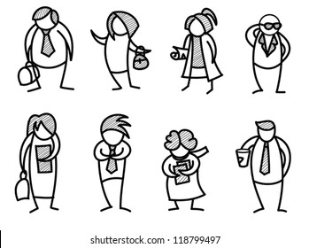 set of business people