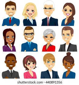 Set of business people avatar collection of workers team