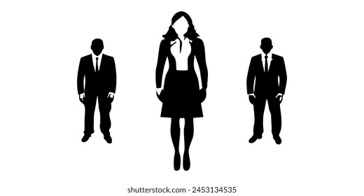 set of Business people black silhouette man and woman
